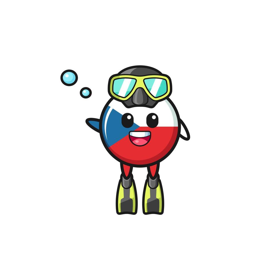 the czech flag diver cartoon character vector