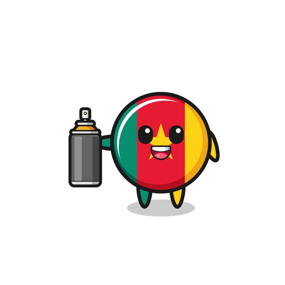 the cute cameroon flag as a graffiti bomber vector