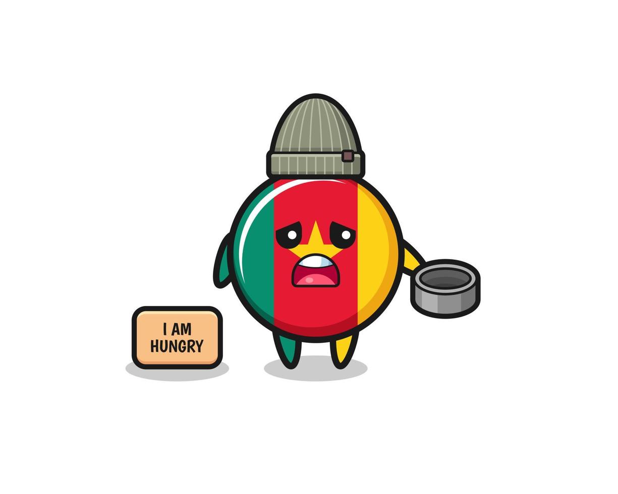 cute cameroon flag beggar cartoon character vector