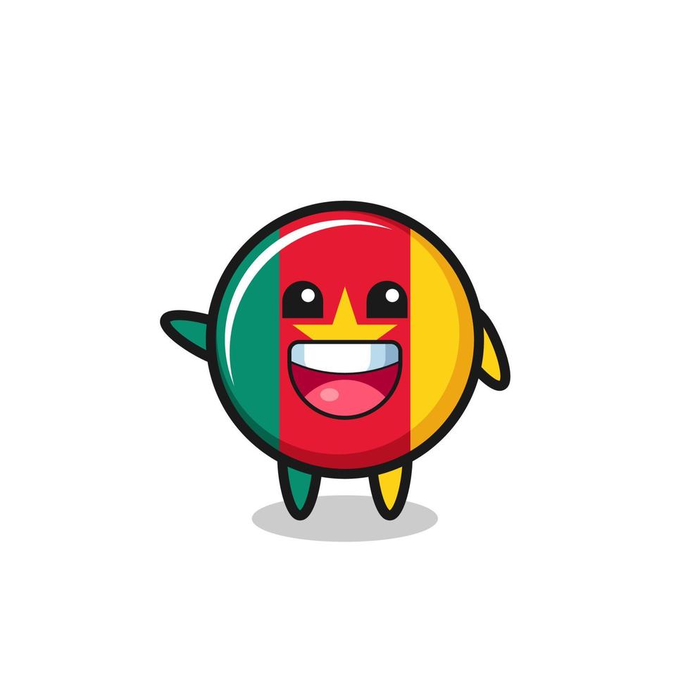 happy cameroon flag cute mascot character vector