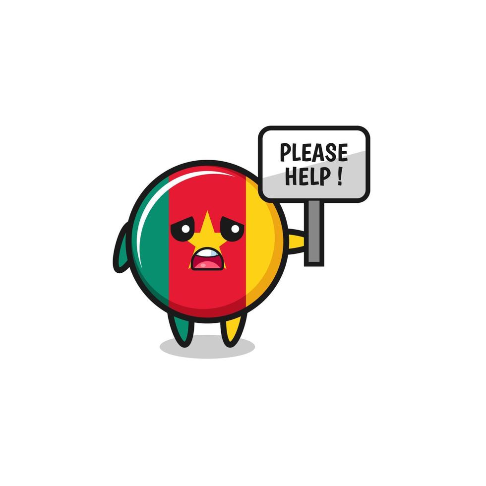 cute cameroon flag hold the please help banner vector