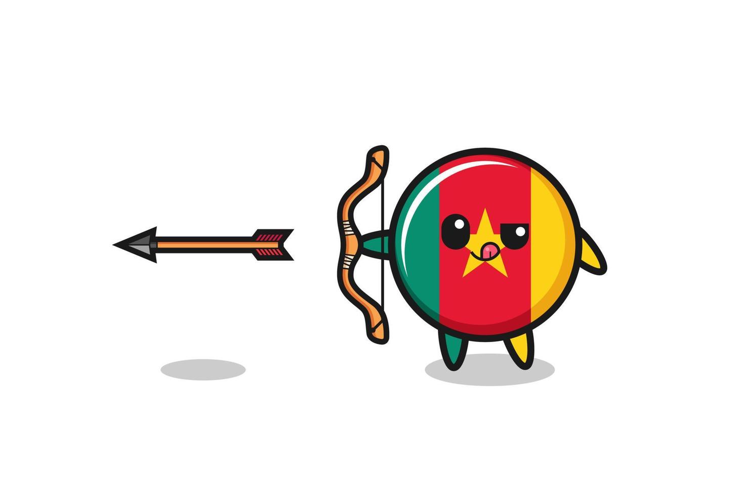 illustration of cameroon flag character doing archery vector