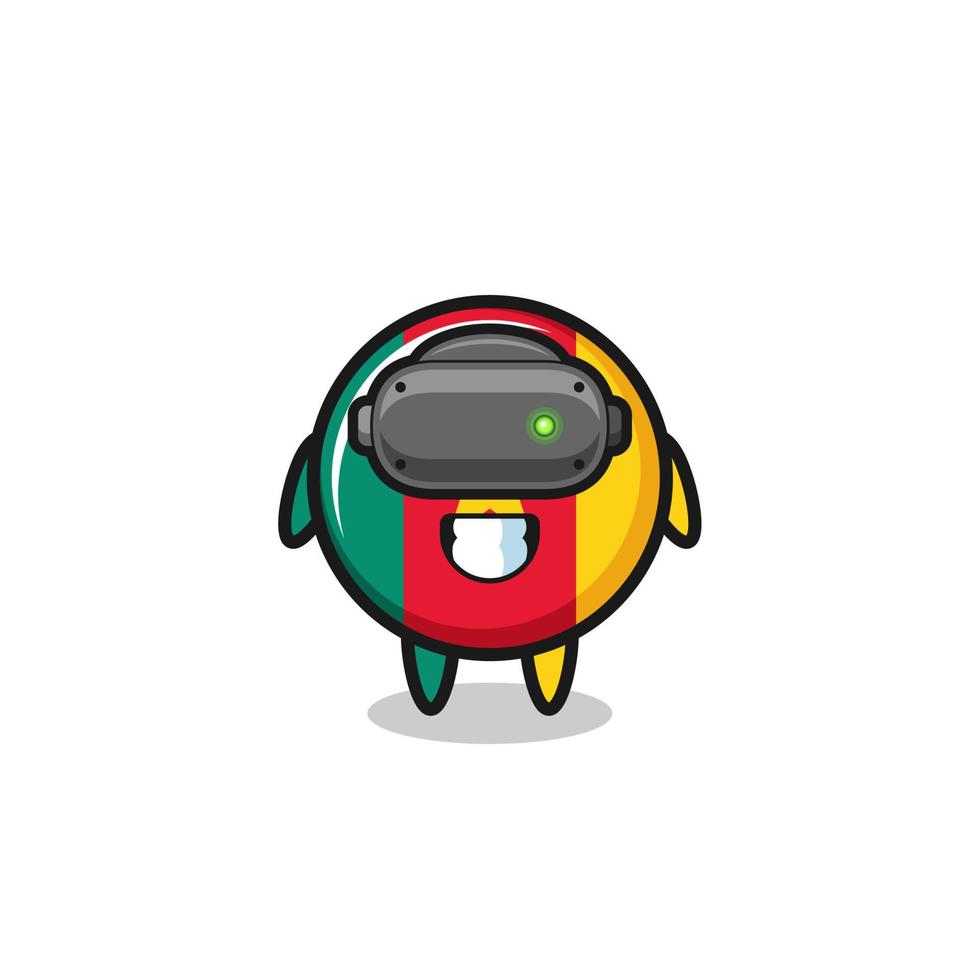 cute cameroon flag using VR headset vector