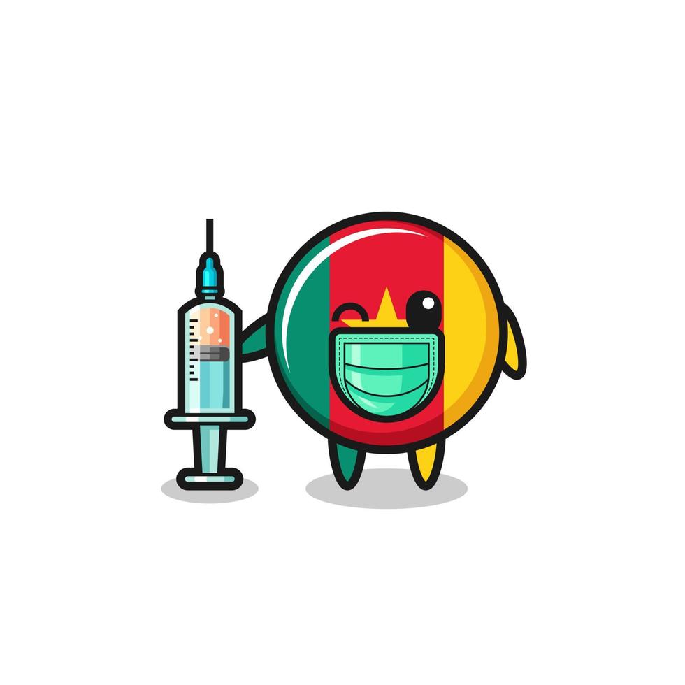 cameroon flag mascot as vaccinator vector