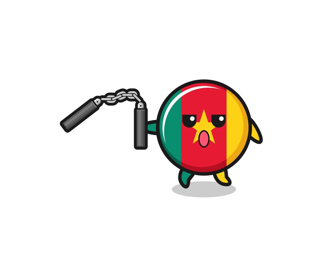 cartoon of cameroon flag using nunchaku vector