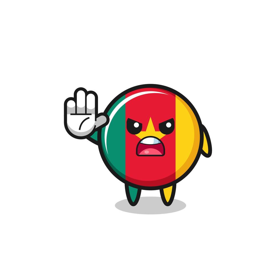 carácter de la bandera de camerún haciendo gesto de parada vector