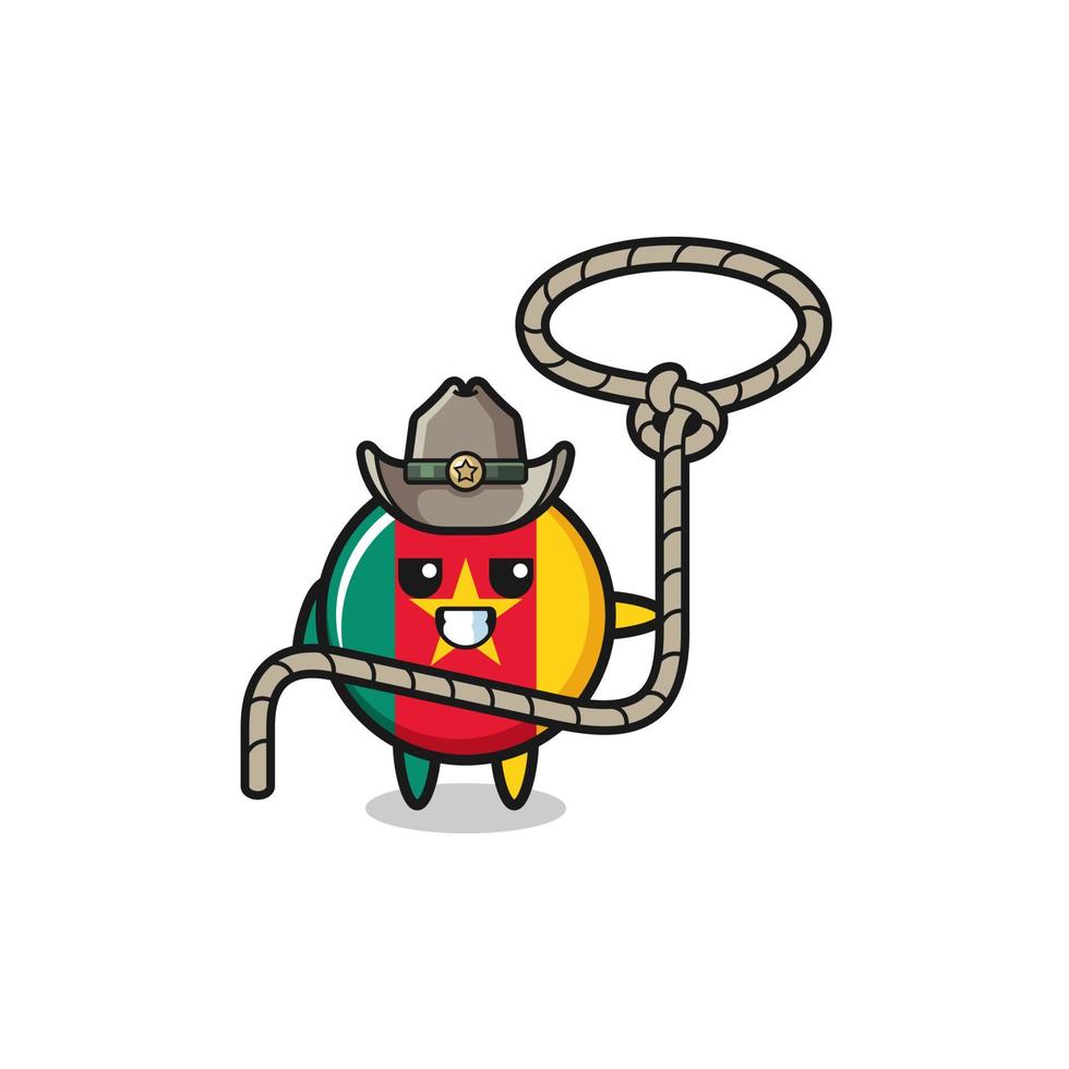 the cameroon flag cowboy with lasso rope vector