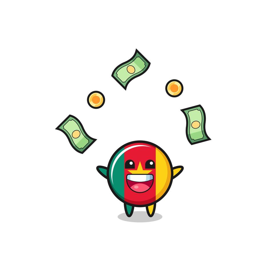 illustration of the cameroon flag catching money falling from the sky vector