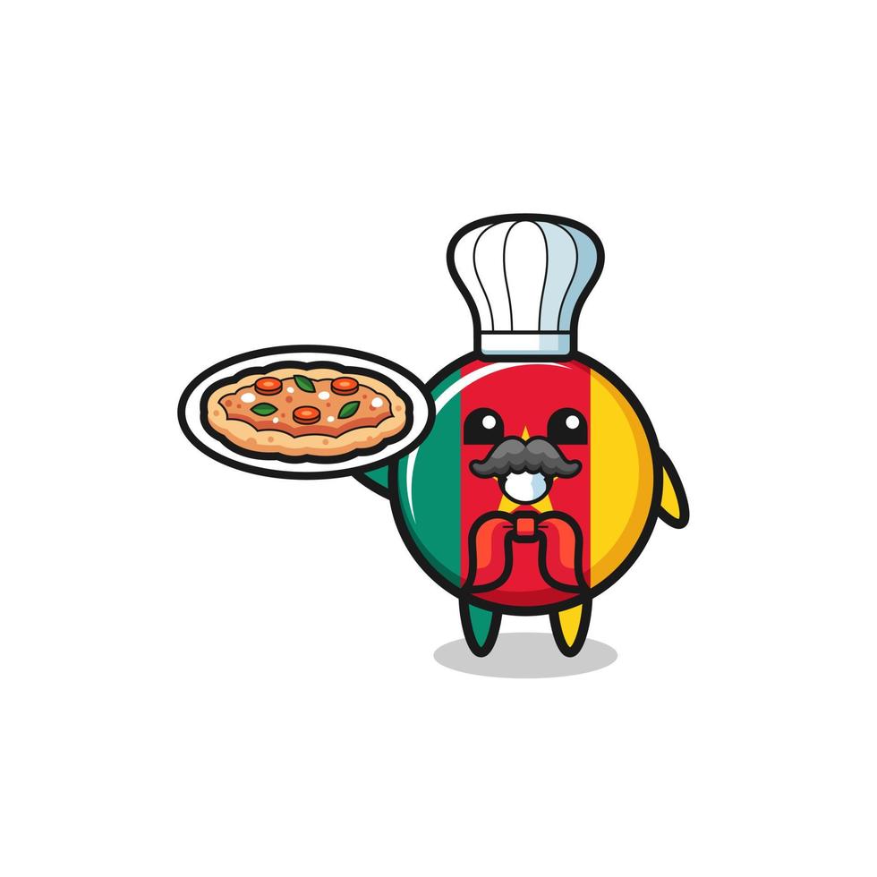 cameroon flag character as Italian chef mascot vector