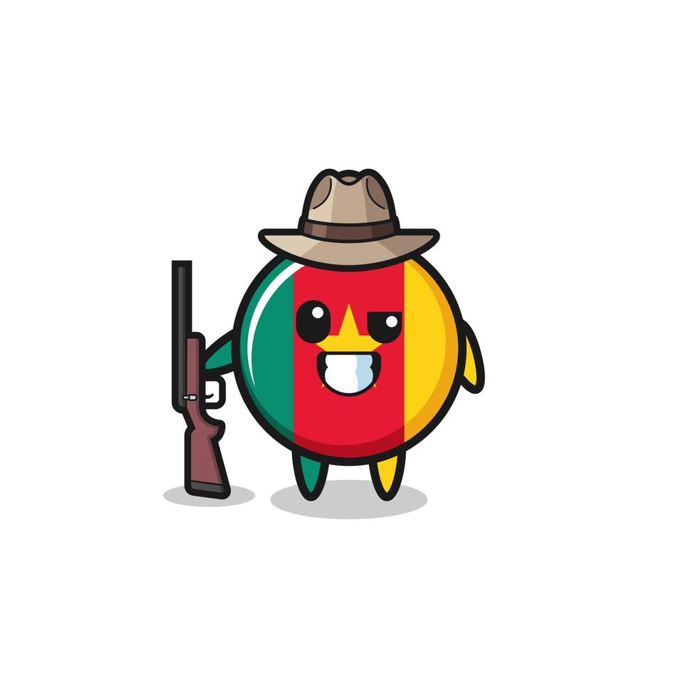 camerún, bandera, cazador, mascota, tenencia, un, arma de fuego vector