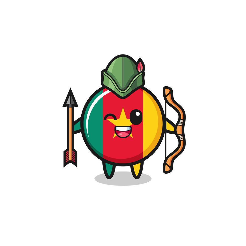 cameroon flag cartoon as medieval archer mascot vector