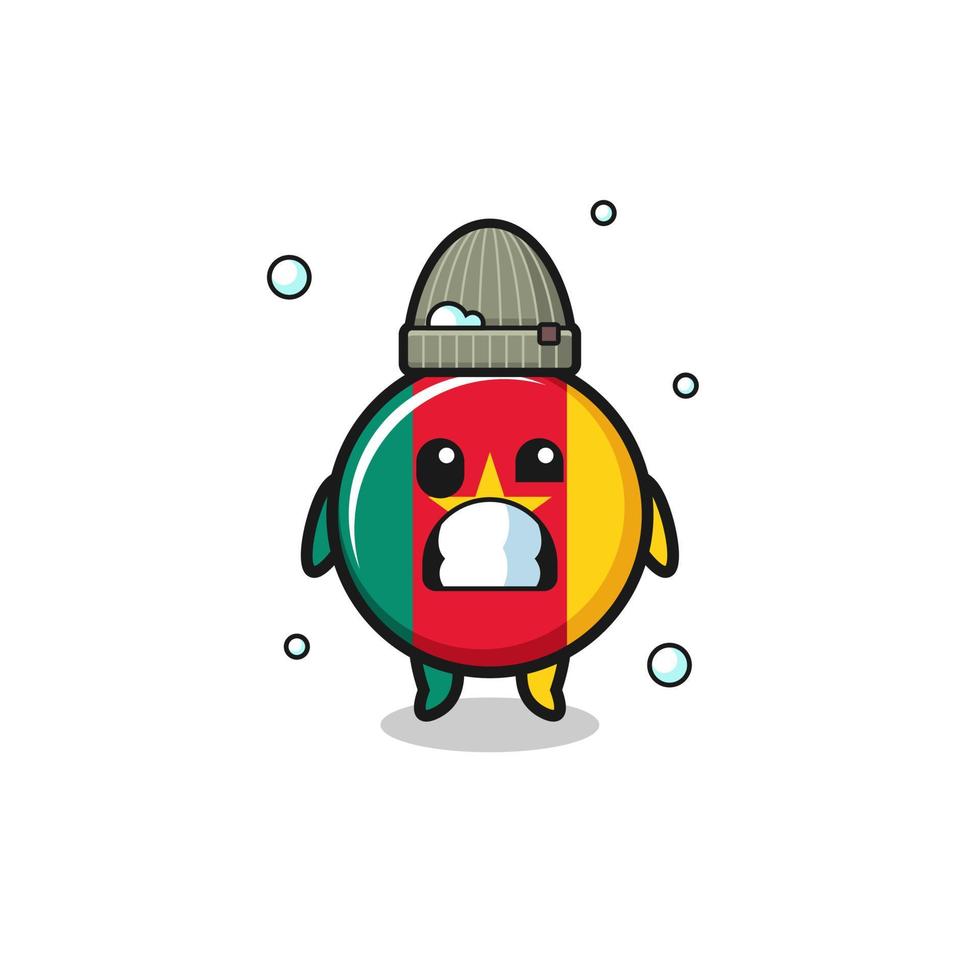 cute cartoon cameroon flag with shivering expression vector