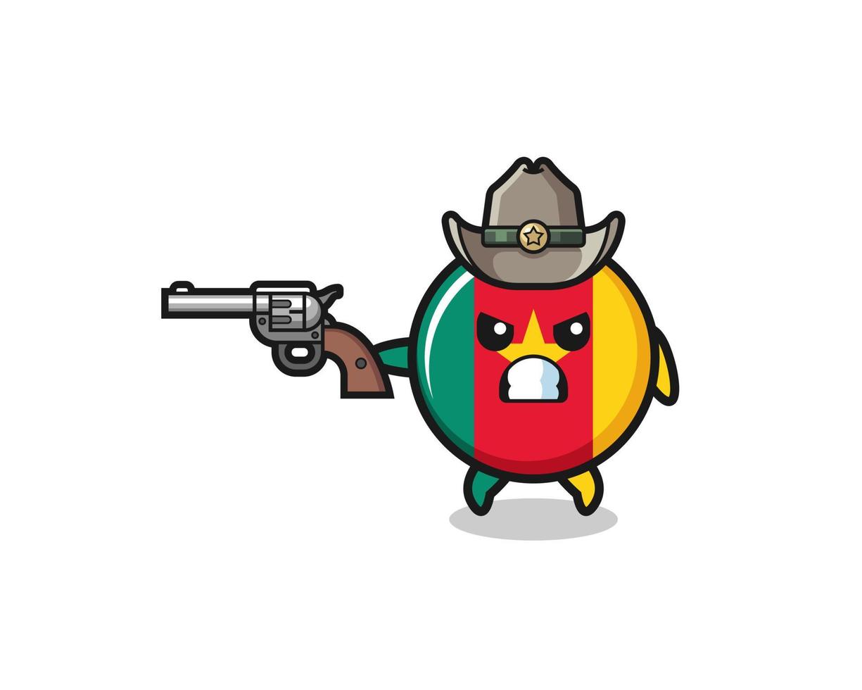 the cameroon flag cowboy shooting with a gun vector
