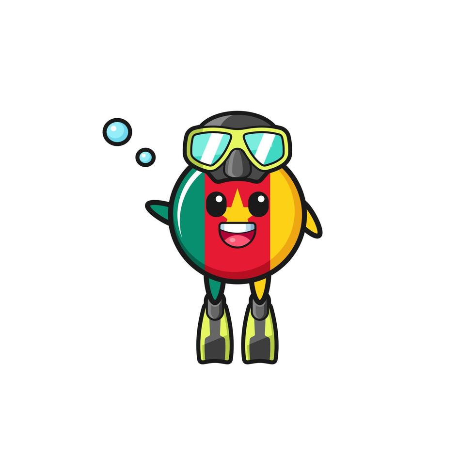 the cameroon flag diver cartoon character vector