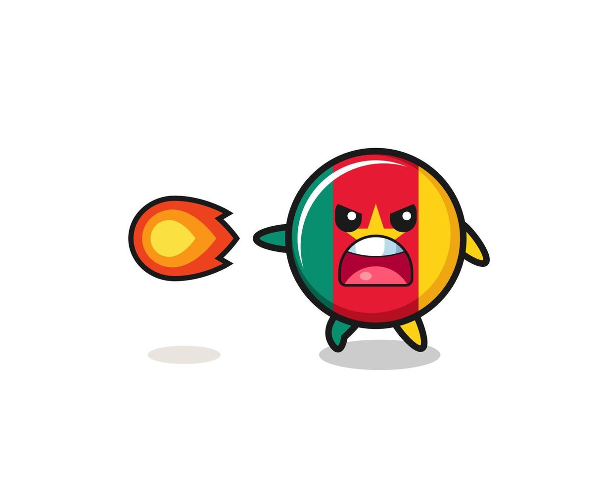 cute cameroon flag mascot is shooting fire power vector