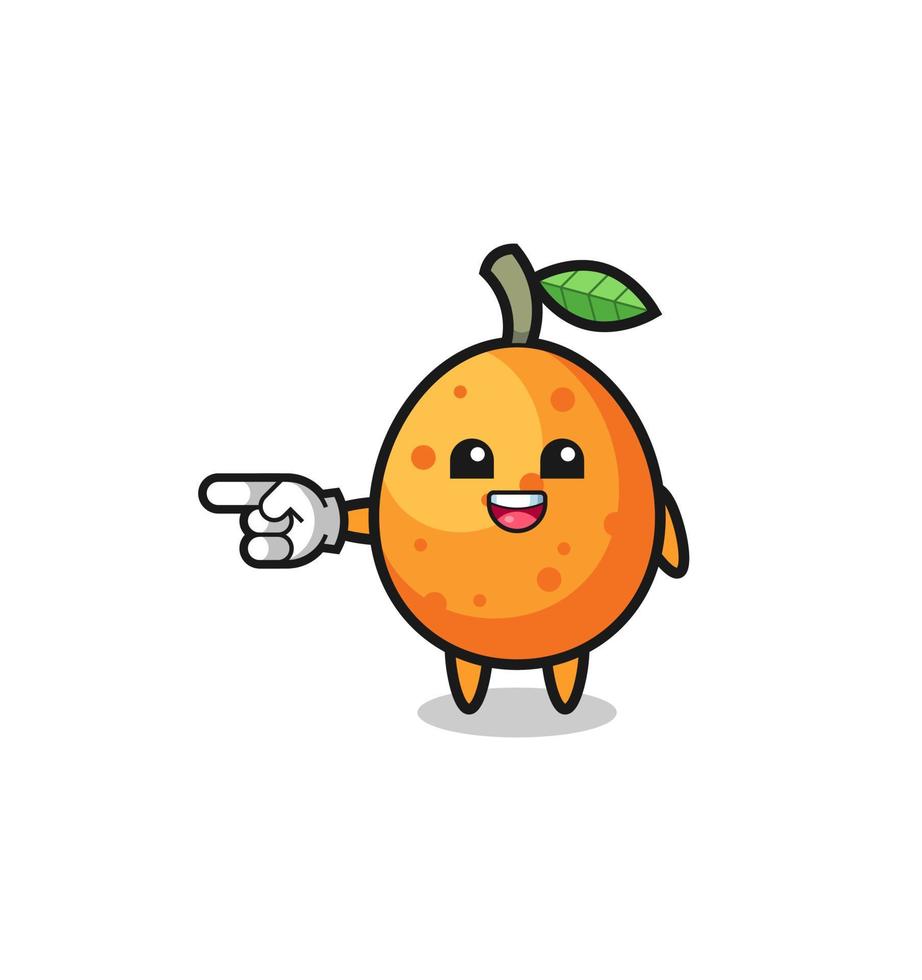 kumquat cartoon with pointing left gesture vector