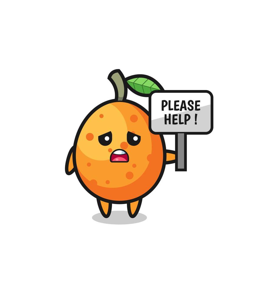 cute kumquat hold the please help banner vector