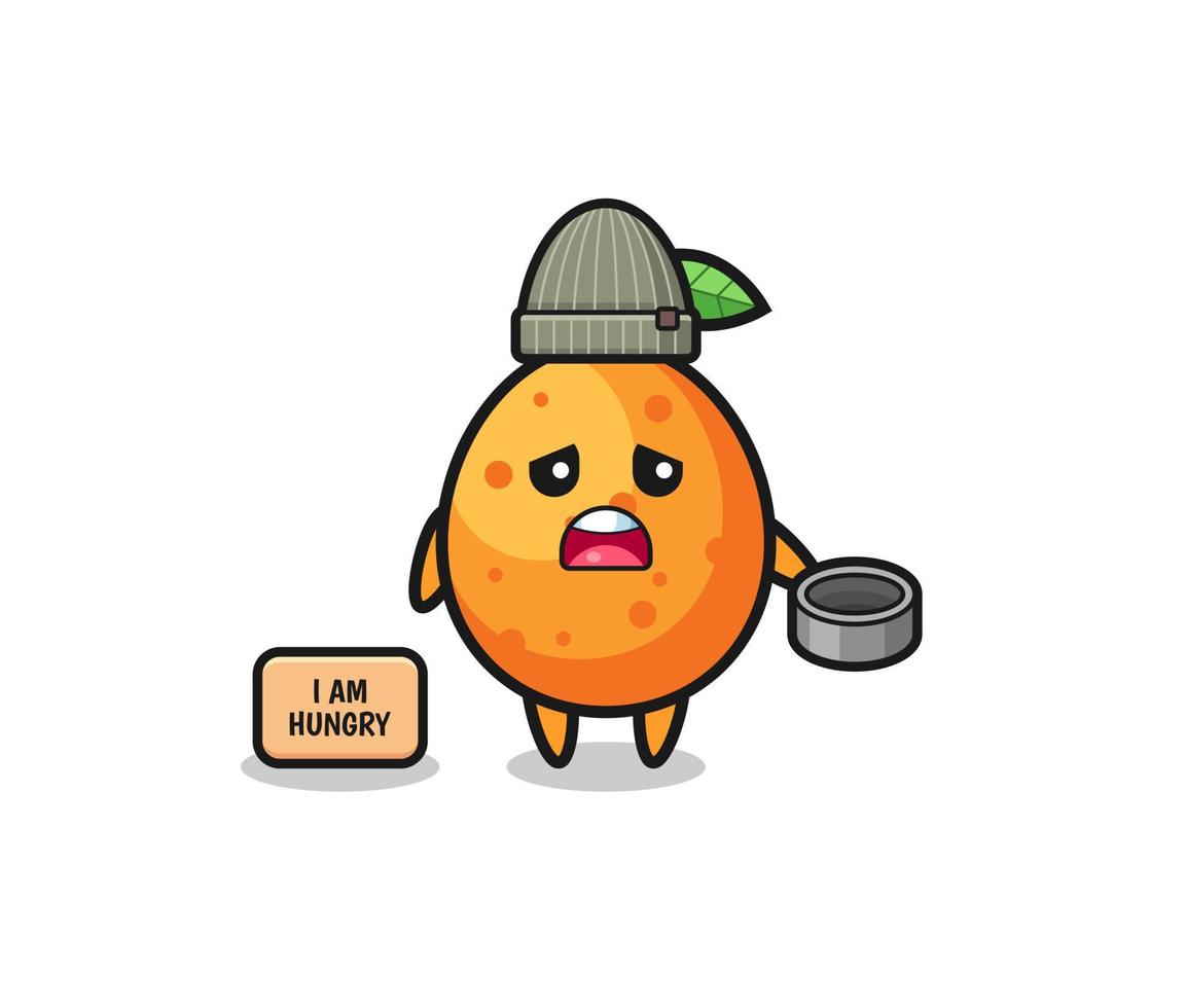 cute kumquat beggar cartoon character vector