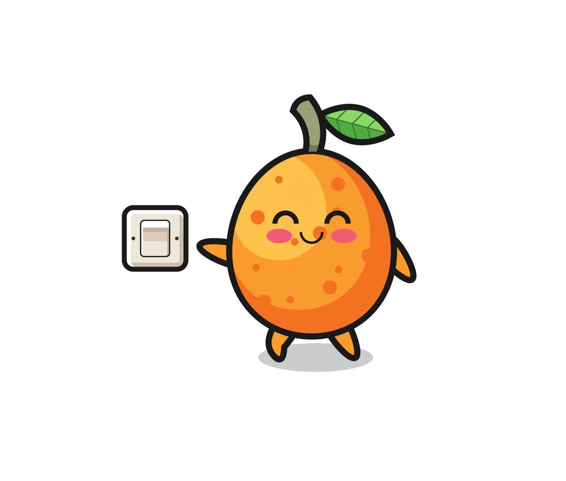 cartoon kumquat is turning off light vector