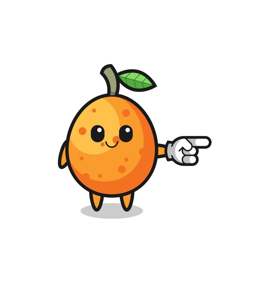 kumquat mascot with pointing right gesture vector