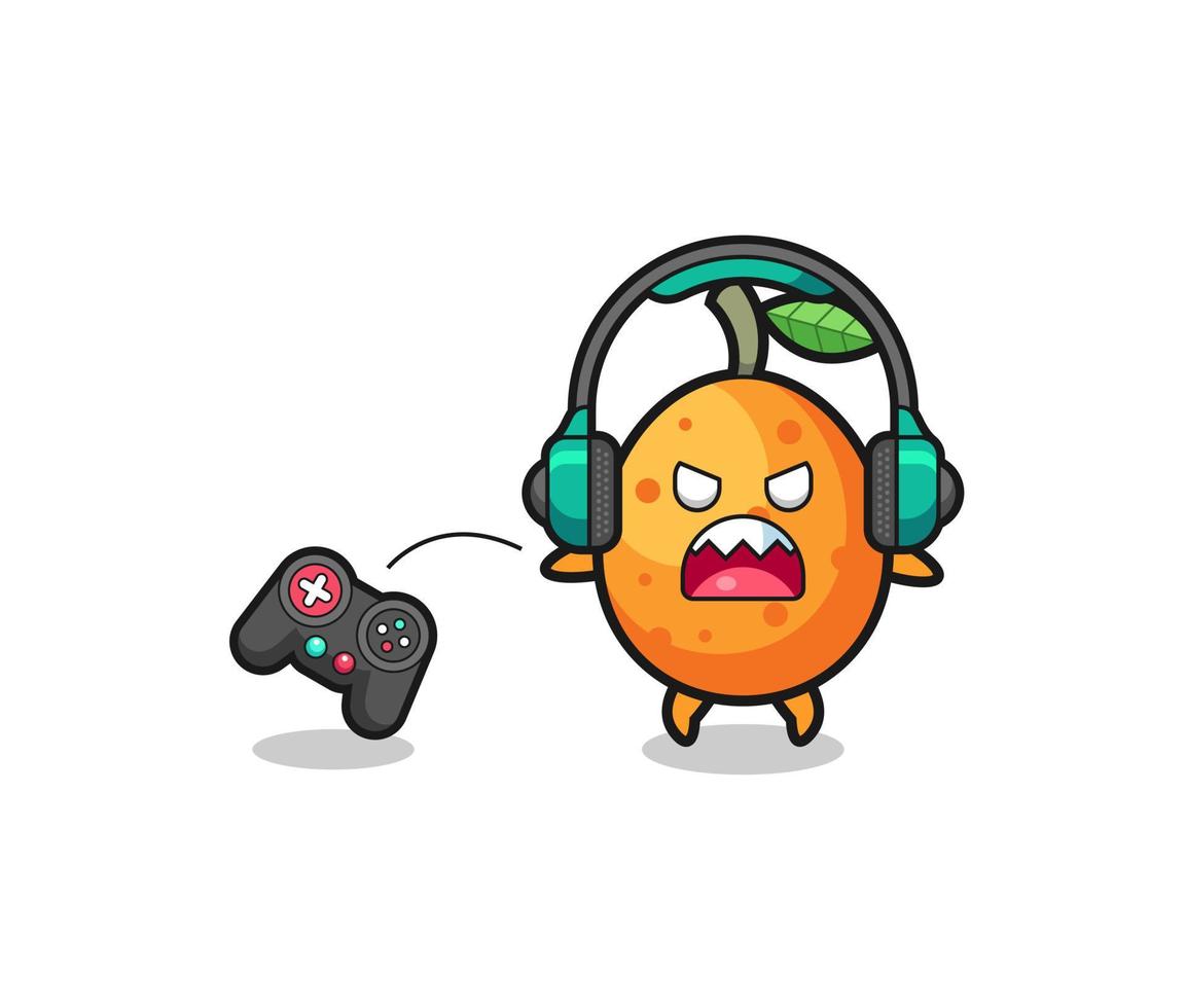 kumquat gamer mascot is angry vector