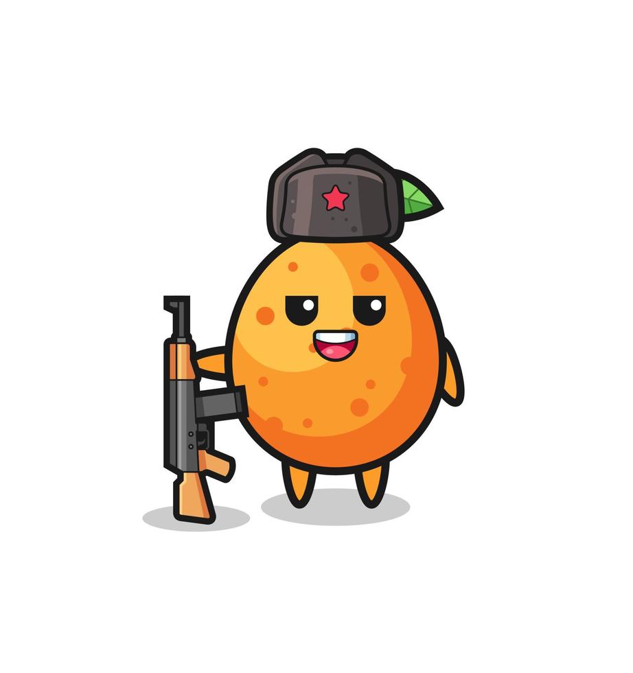 cute kumquat cartoon as Russian army vector