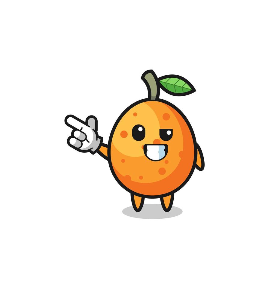 kumquat mascot pointing top left vector