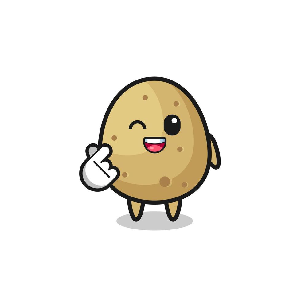 potato character doing Korean finger heart vector