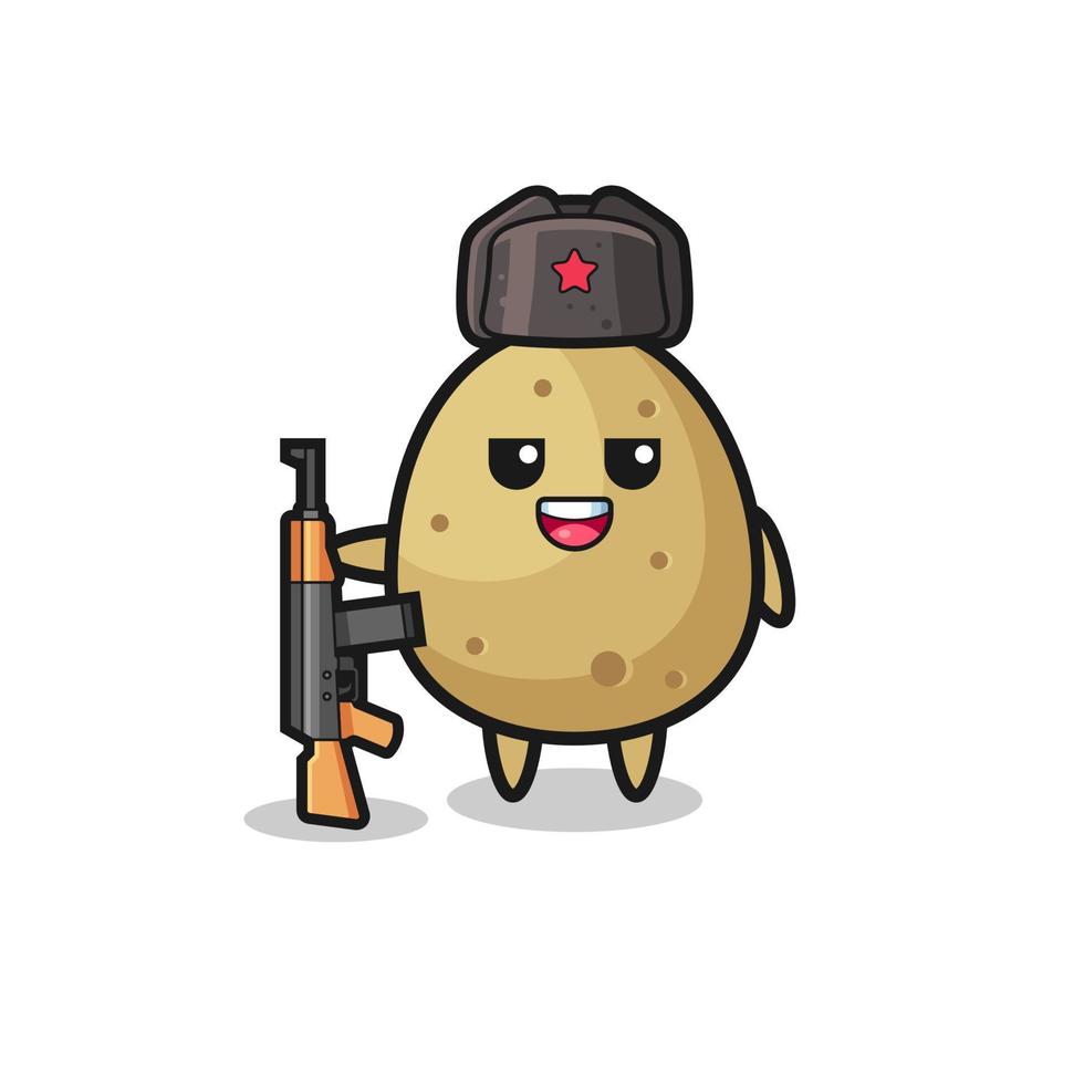 cute potato cartoon as Russian army vector
