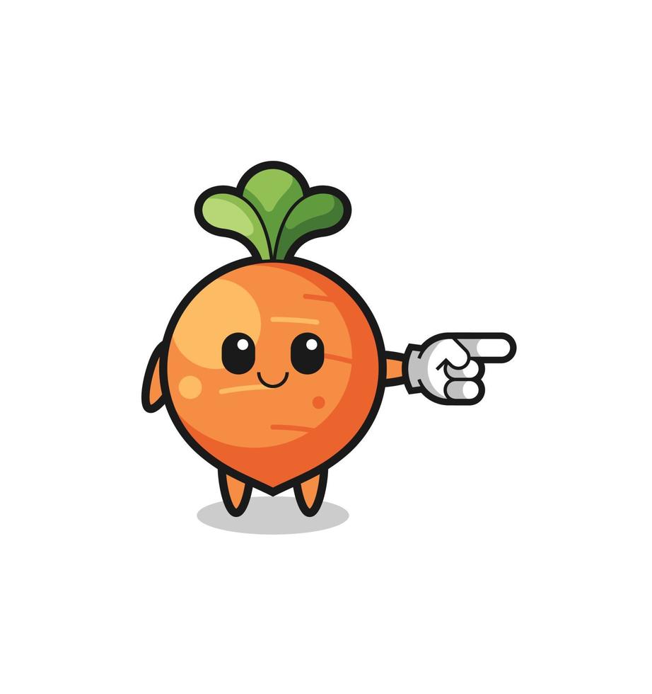 carrot mascot with pointing right gesture vector