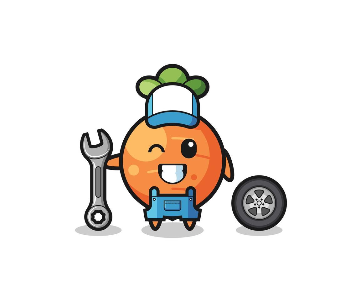 the carrot character as a mechanic mascot vector