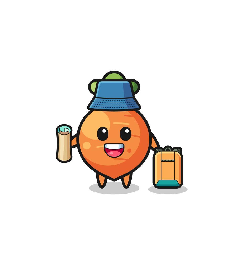 carrot mascot character as hiker vector