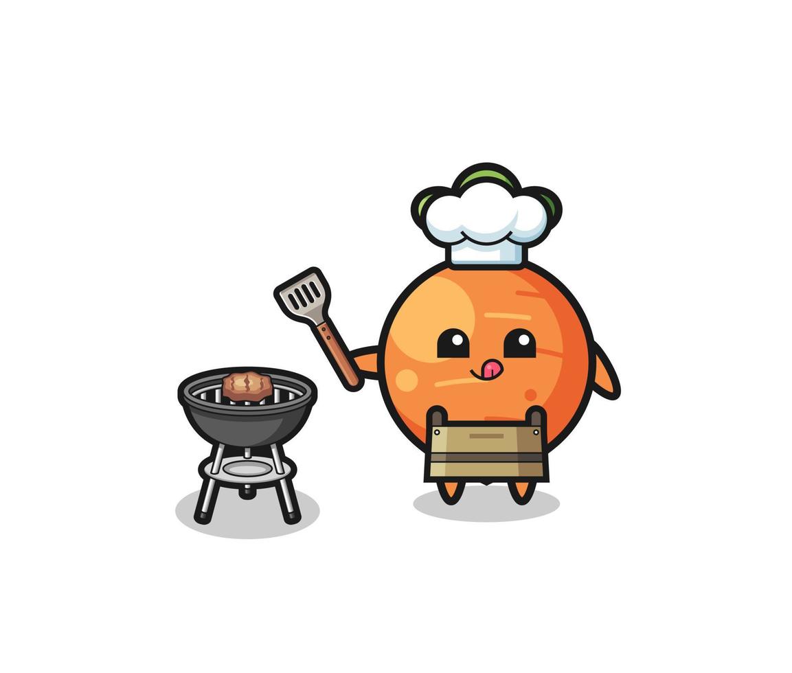carrot barbeque chef with a grill vector