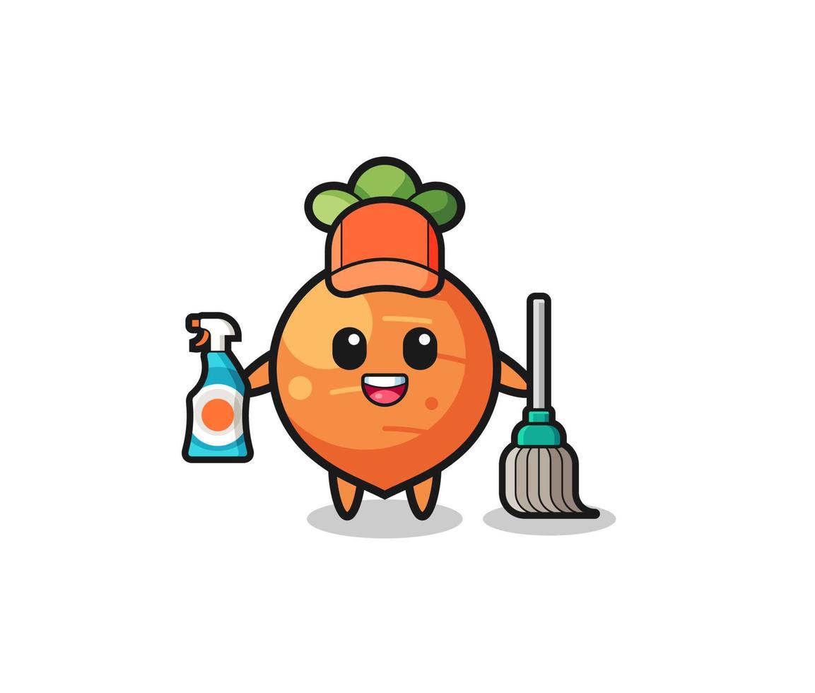 cute carrot character as cleaning services mascot vector