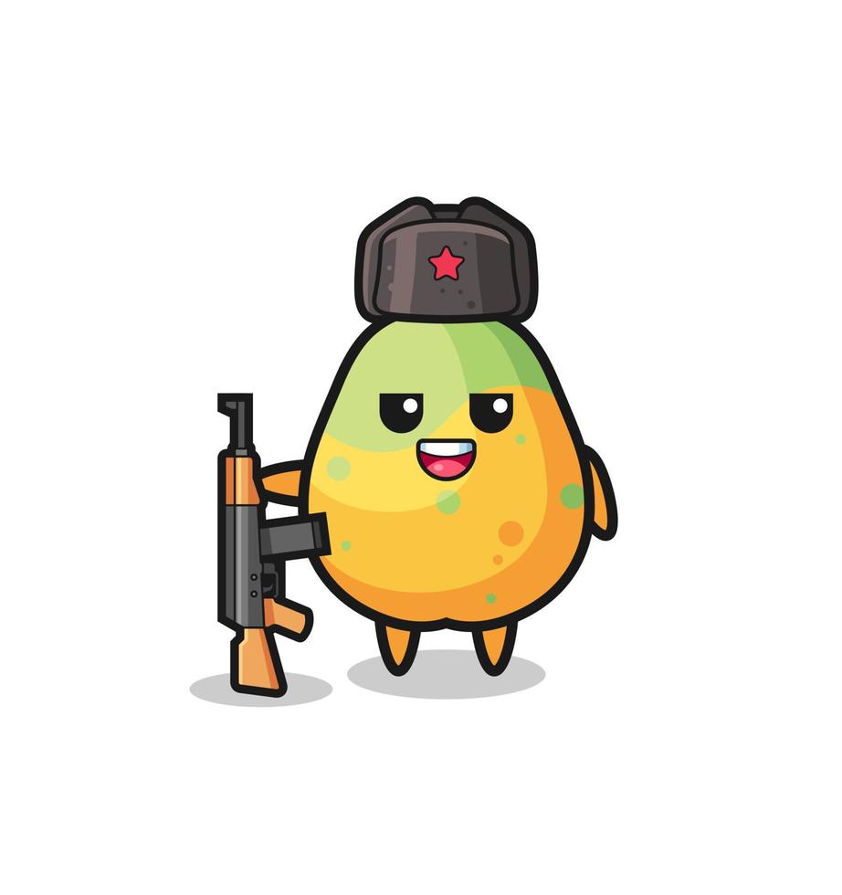 cute papaya cartoon as Russian army vector