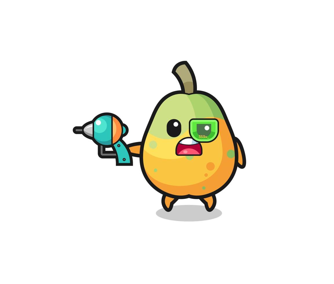 cute papaya holding a future gun vector