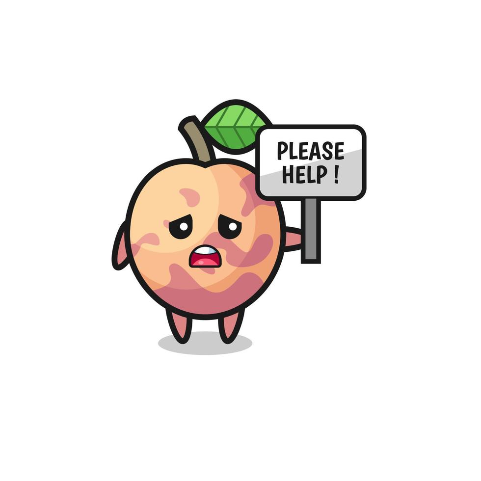cute pluot fruit hold the please help banner vector