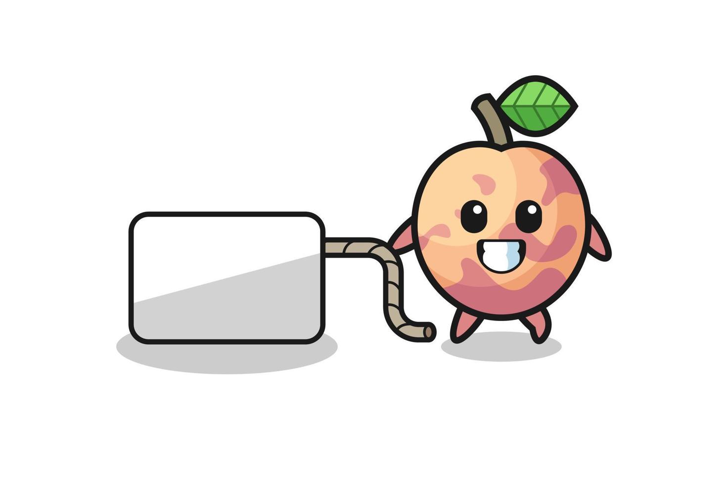 pluot fruit cartoon is pulling a banner vector