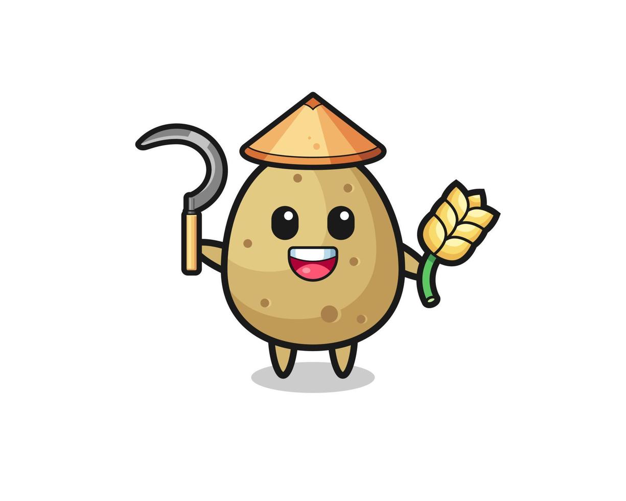 potato Asian farmer holding paddy vector