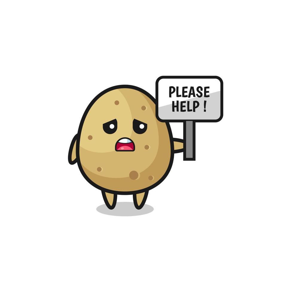cute potato hold the please help banner vector