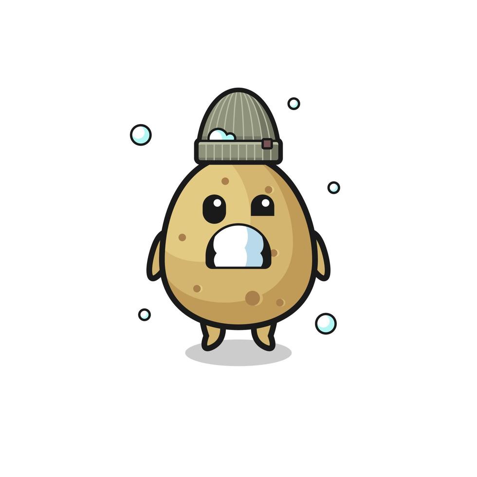 cute cartoon potato with shivering expression vector