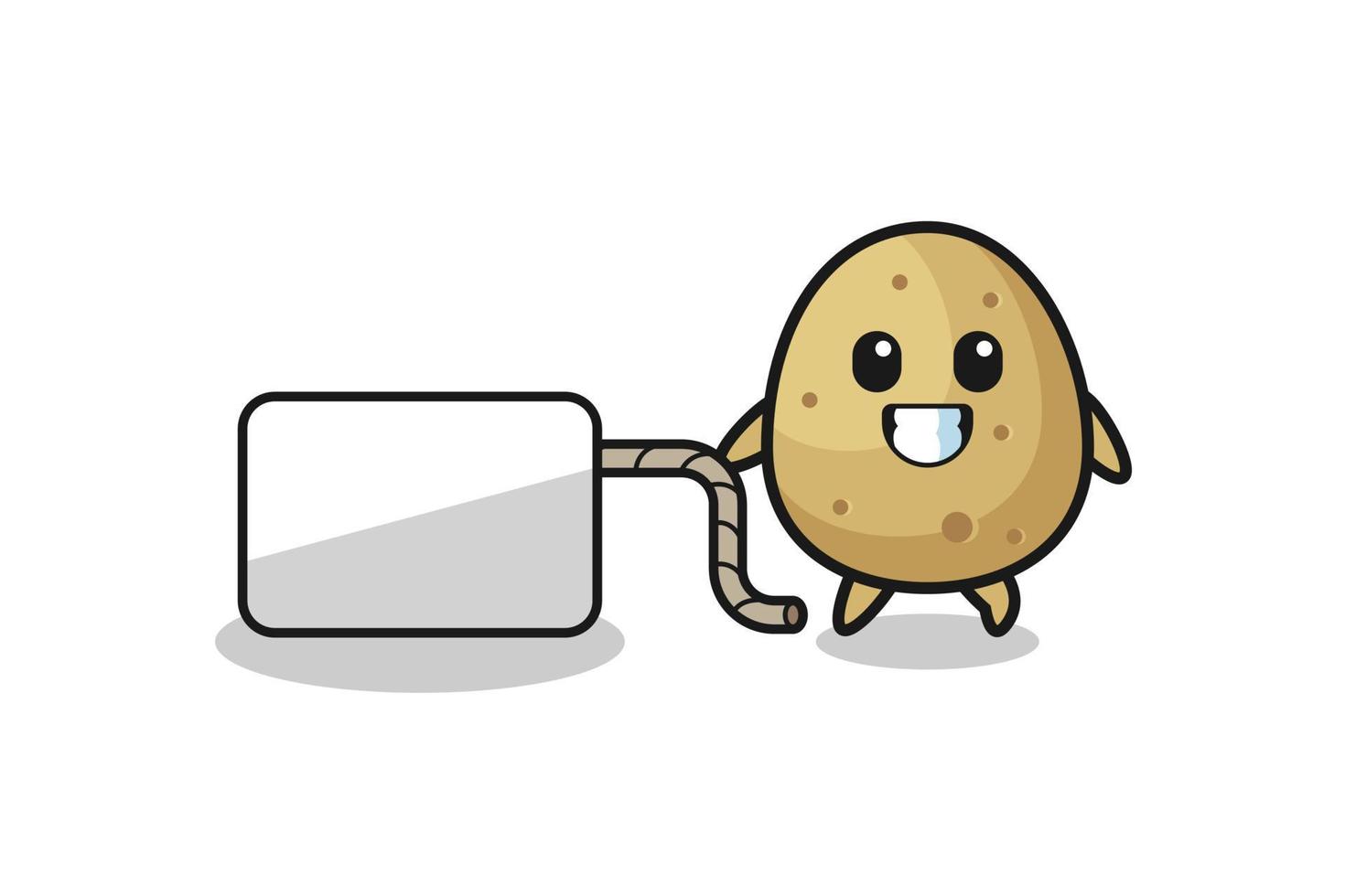 potato cartoon is pulling a banner vector