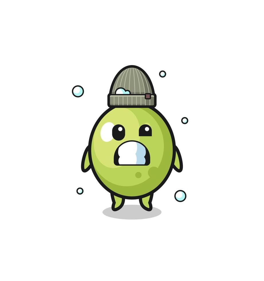 cute cartoon olive with shivering expression vector