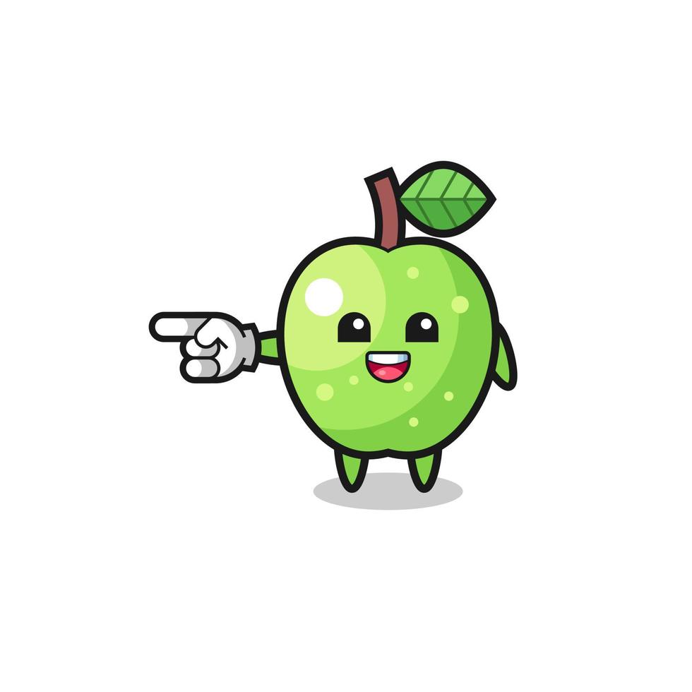 green apple cartoon with pointing left gesture vector