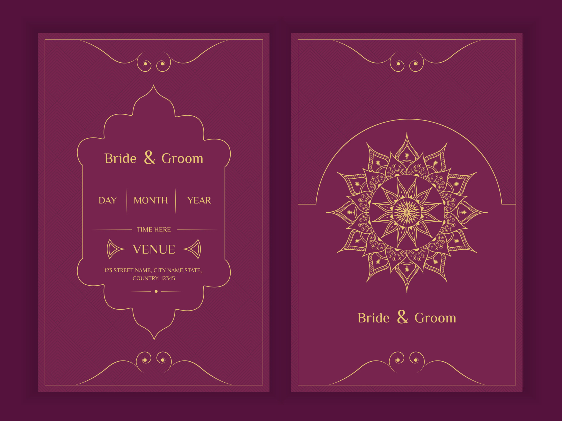 Indian wedding card template with mandala digital invitation design 5048122  Vector Art at Vecteezy