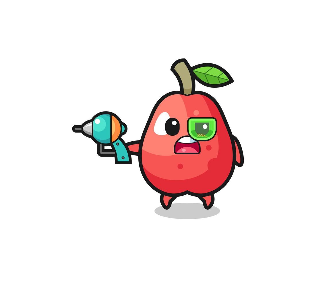 cute water apple holding a future gun vector