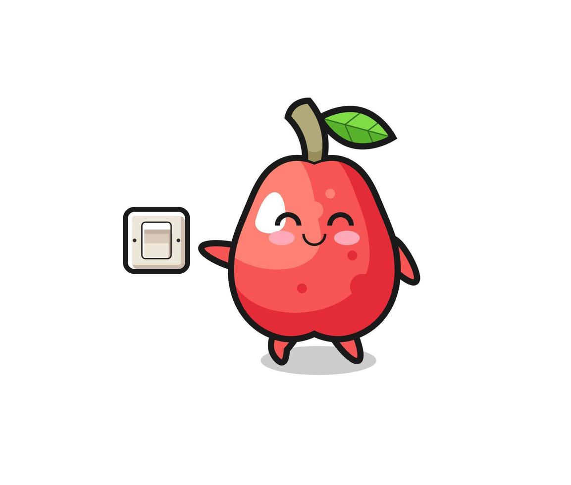 cartoon water apple is turning off light vector