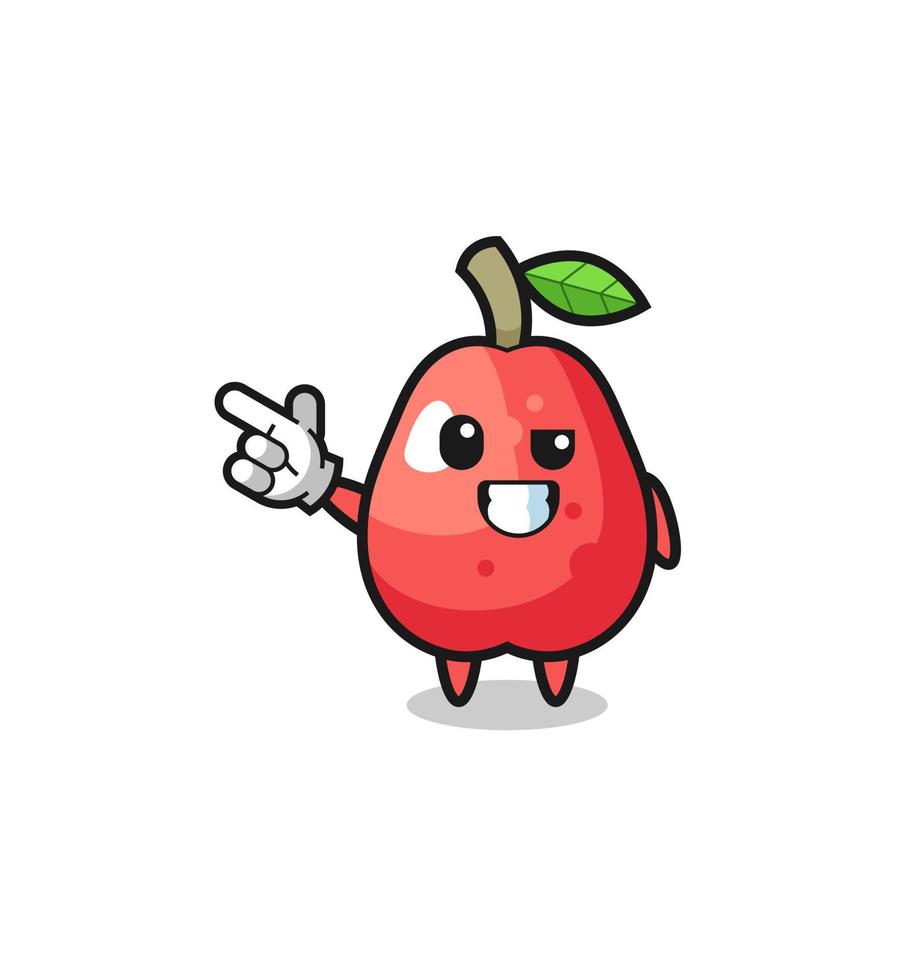 water apple mascot pointing top left vector