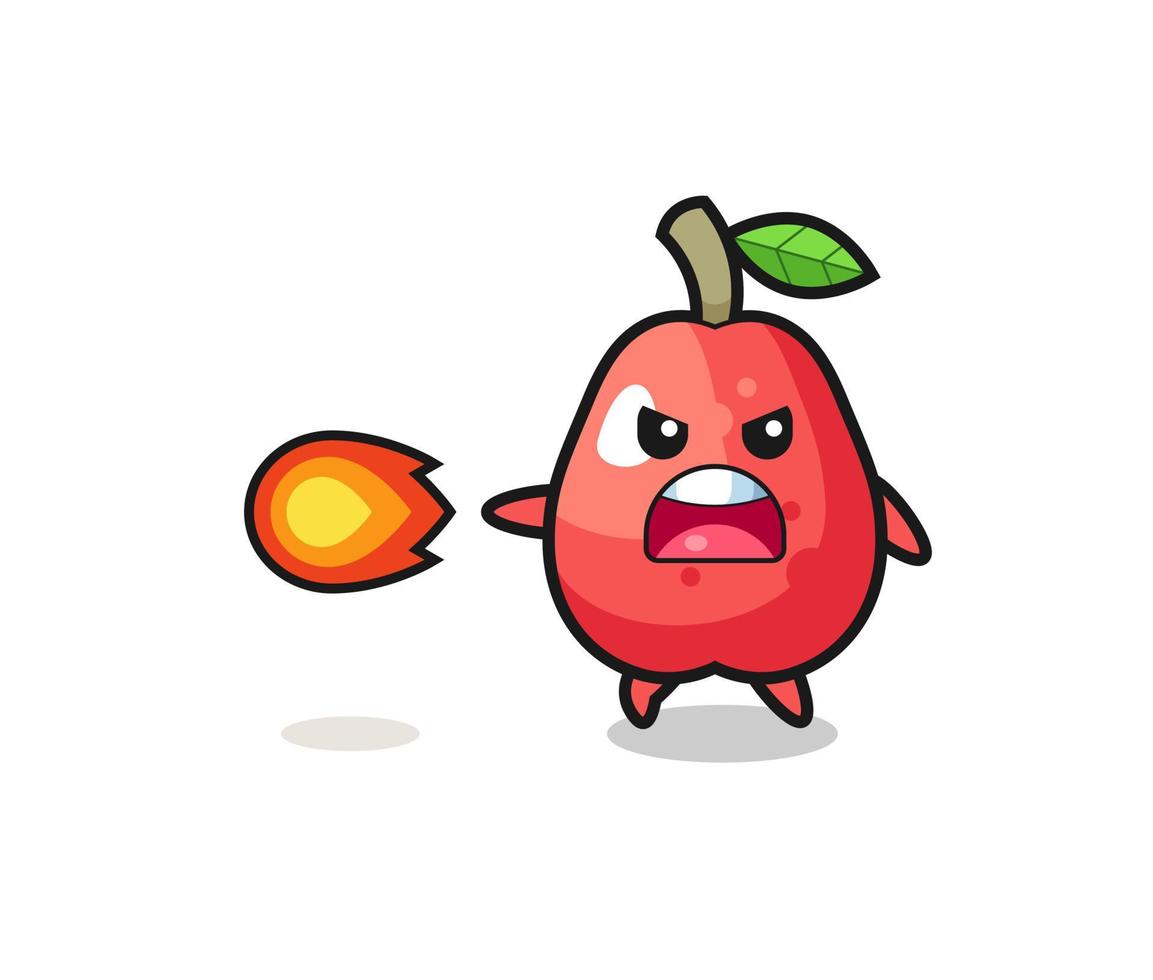 cute water apple mascot is shooting fire power vector