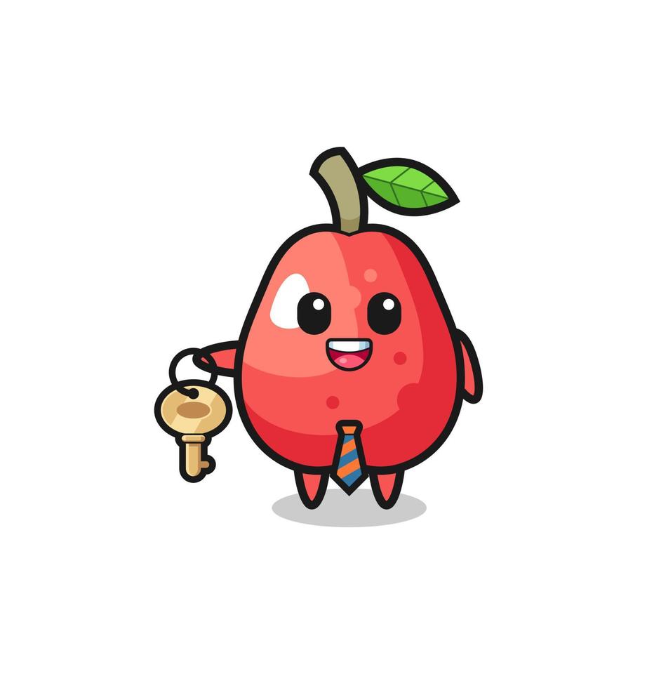 cute water apple as a real estate agent mascot vector